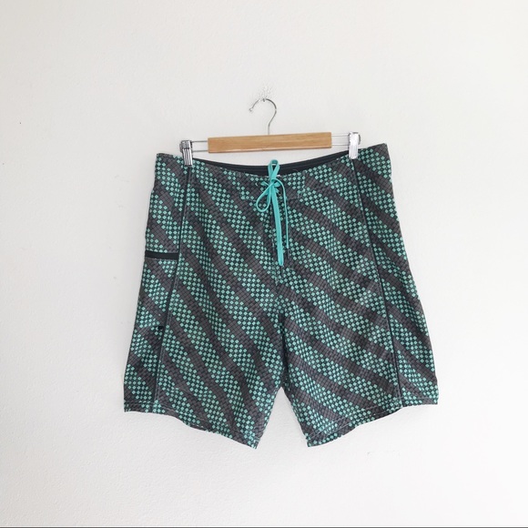 Nike 6.0 Aqua Blue Check Swim Board Shorts 34 - Picture 1 of 6